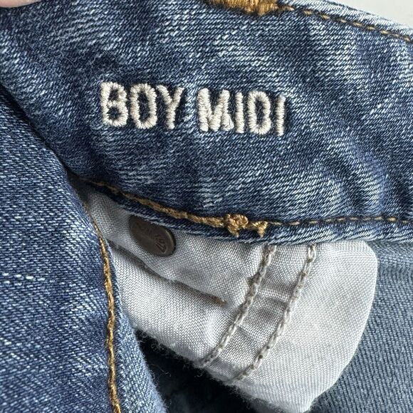 American Eagle Outfitters BOY midi shorts blue super stretch denim size 14 - Picture 3 of 7